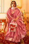 Poetry Pink Tissue Silk Zari Woven Saree With Blouse