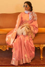 Orange Tissue Silk Zari woven Saree With Blouse