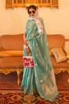 Occean Blue Tissue Silk Zari woven Saree With Blouse