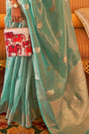 Occean Blue Tissue Silk Zari woven Saree With Blouse