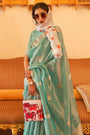 Occean Blue Tissue Silk Zari woven Saree With Blouse