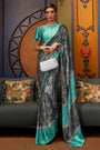 Lava Gray Abstract Print Satin Crepe Trendy Saree