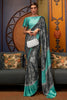 Lava Gray Abstract Print Satin Crepe Trendy Saree