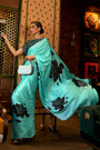 Sea Green Satin Crepe Causal Trendy Saree