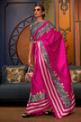 Polka Dots Magenta Pink Satin Crepe Trendy Saree