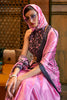 Abstract Print Satin Crepe Trendy Saree in Baby Pink