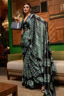 Abstract Print Satin Crepe Trendy Saree in Pastel Green