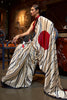 Abstract Print Satin Crepe Trendy Saree in White