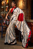 Abstract Print Satin Crepe Trendy Saree in White