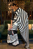 Striped Print Satin Crepe Trendy Saree in White and Black