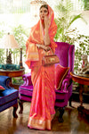 Beautiful Pink Kanjivaram Sona Chandi Silk Saree
