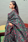 Dark Grey Pashmina With Minakari Weaving Saree