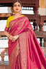 Fiery Rose Designer Kanjivaram Silk Saree With Embroidered Blouse