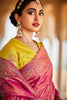Fiery Rose Designer Kanjivaram Silk Saree With Embroidered Blouse
