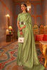 Pickle Green Golden Zari Shine Soft Kanjivaram Silk Wedding Saree