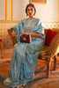 Butterfly Sky Golden Zari Shine Soft Kanjivaram Silk Wedding Saree