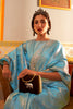 Butterfly Sky Golden Zari Shine Soft Kanjivaram Silk Wedding Saree