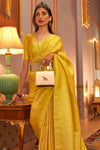 Sun Yellow Golden Zari Shine Soft Kanjivaram Silk Wedding Saree