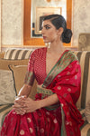 Hot Red Tessar Silk Weaving Saree