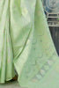 Pista Lime Lucknowi chickankari Saree