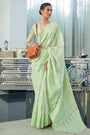 Pista Lime Lucknowi chickankari Saree