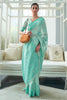 Cyan Blue Lucknowi chickankari Saree