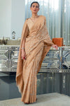 Sepia Cream Lucknowi chickankari Saree