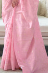 Blush Pink Lucknowi chickankari Saree