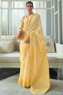 Pastel Yellow Lucknowi chickankari Saree