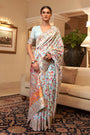 Water Blue Kashmiri Modal Handloom Weaving Saree