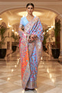 Sky Blue Kashmiri Modal Handloom Weaving Saree