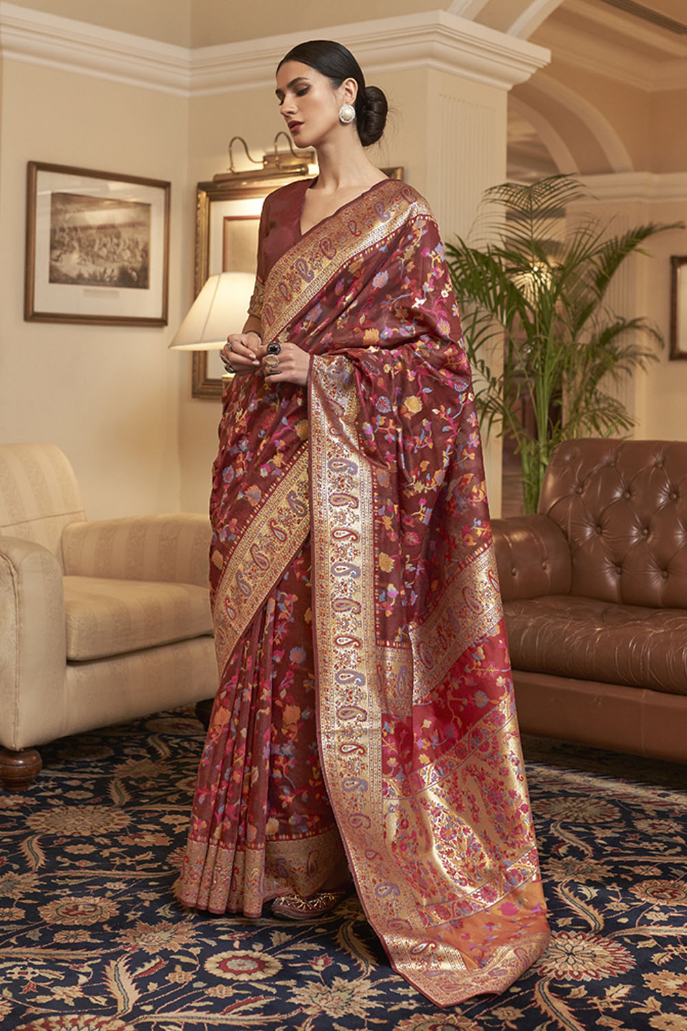 Brown Saree Bahuji Online Fashion Lifestyle Store