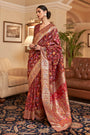 Wine Color Kashmiri Modal Handloom Weaving Saree