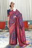 Denim Blue Kashmiri Modal Handloom Weaving Saree