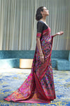 Crow Black Kashmiri Modal Handloom Weaving Saree