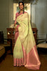 Lemon Yellow Pure Linen Copper Zari Weaving Saree