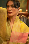 Light Lime Organza Silk Sequence Saree with Designer Blouse