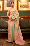 Light Pink Organza Silk Sequence Saree with Designer Blouse