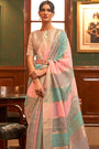 Light Gray Organza Silk Sequence Saree with Designer Blouse