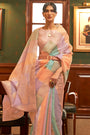Light lavender Organza Silk Sequence Saree with Designer Blouse