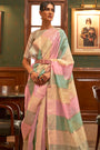 Light Pista Organza Silk Sequence Saree with Designer Blouse
