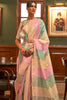 Light Pista Organza Silk Sequence Saree with Designer Blouse