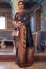 Aegean Blue Tussar Silk Copper Zari Weaving Saree