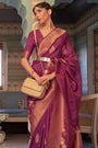 Iris Purple Tussar Silk Copper Zari Weaving Saree