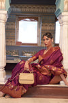 Iris Purple Tussar Silk Copper Zari Weaving Saree