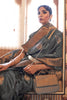 Lava Gray Tussar Silk Copper Zari Weaving Saree