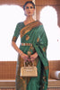 Viridian Green Tussar Silk Copper Zari Weaving Saree