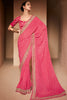 Exquisite Pink Georgette Bandhani Saree With Designer Blouse