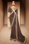 Alluring Coffee Bandhani Saree With Designer Blouse
