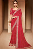 Fascinating Cherry Red Bandhani Saree With Designer Blouse